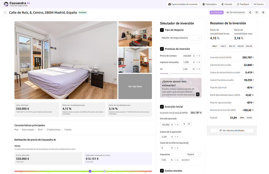 Vista de Cassandra AI para Inversores